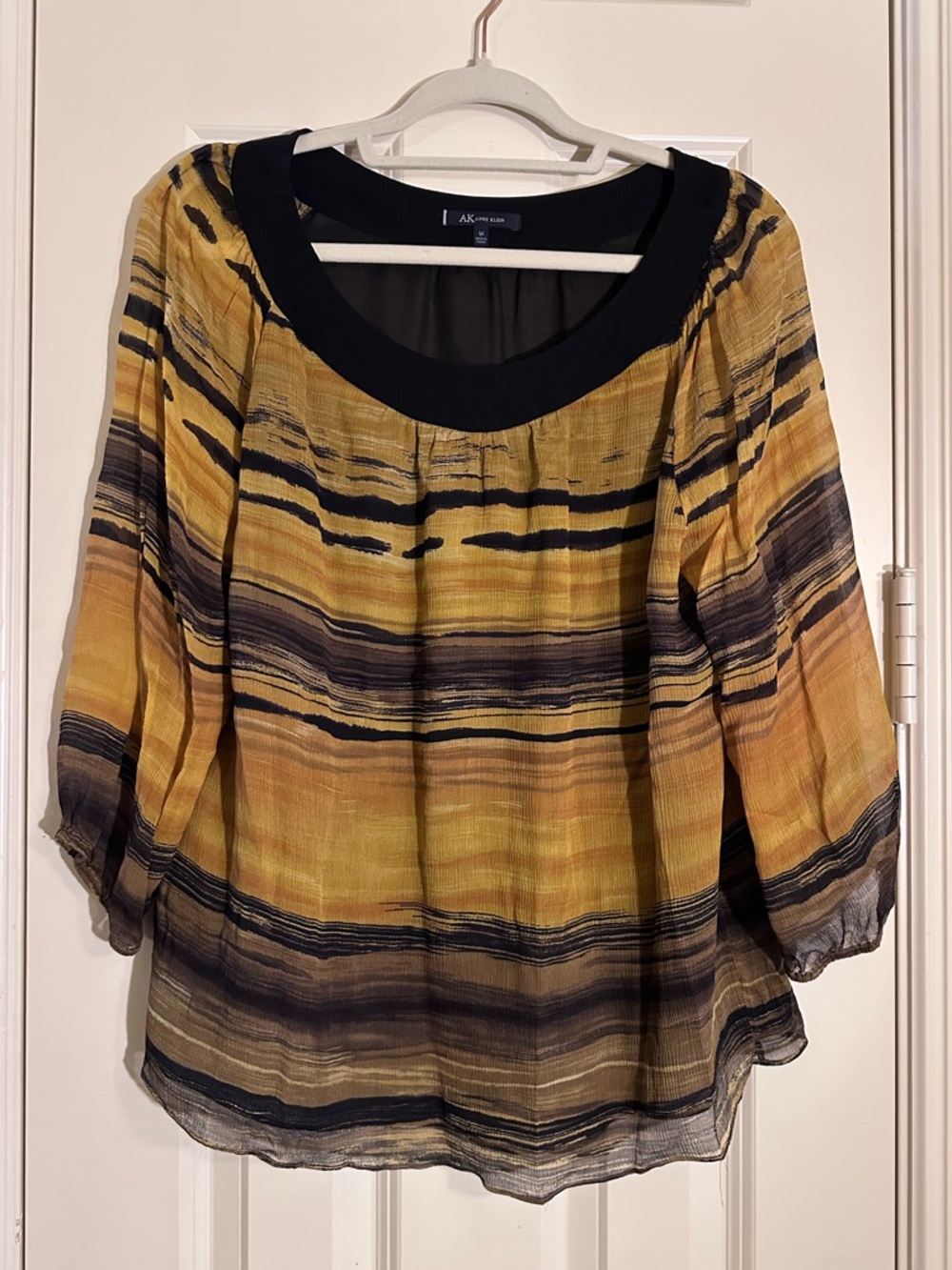 Anne Klein Scoop Neck Silk Blouse